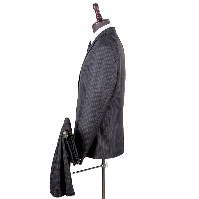 Деловые костюмы для мужчин рабочая одежда работы в офисе с черными полосками Униформа полностью Воздухопроницаемый мягкий против морщин и усадки