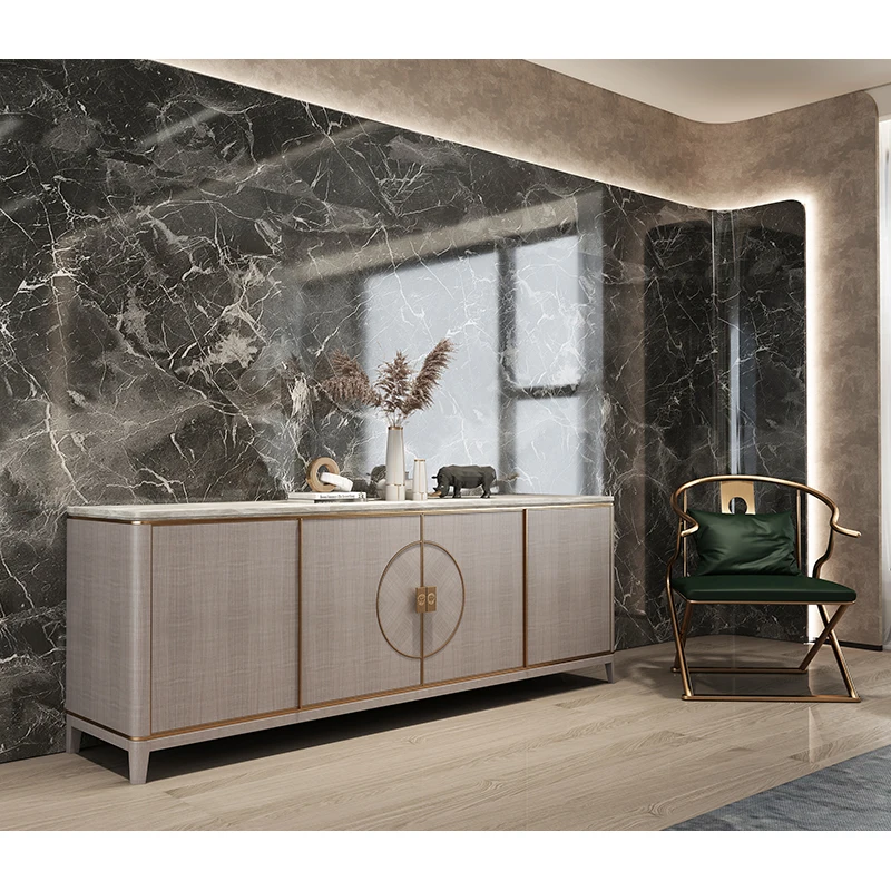 Stainless Steel Italian Marble Tv Unit Living Room Furniture Set Tv Stands Wood Marble Table Modern Tv Cabinet