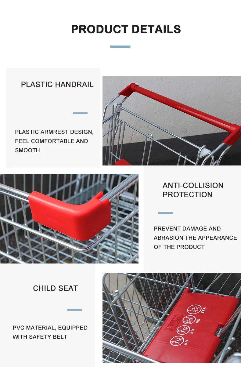 Kainice metal trolley for super market grocery shopping cart personalized single baskets unfoldable shopping trolley cart