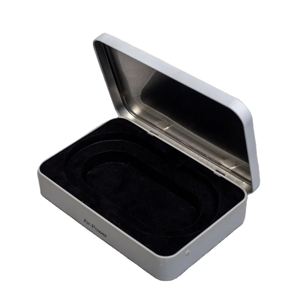 Black 12 cm tin box metal cigarette tin box with hinged lids