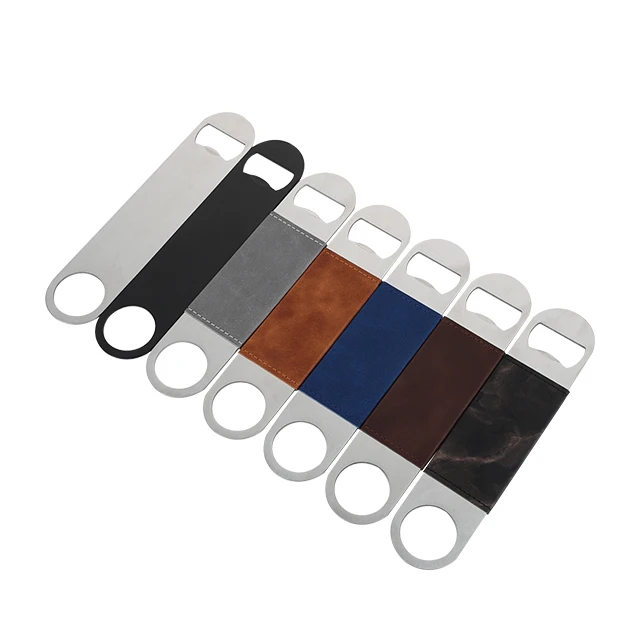 wholesale stainless steel pu leather metal beer bottle opener