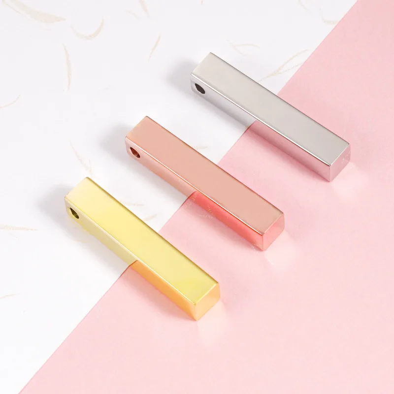 Mirror Stainless Steel Stereo Rectangle Jewelry Accessories DIY Stereo Rod Glossy Laser Pendant Wholesale
