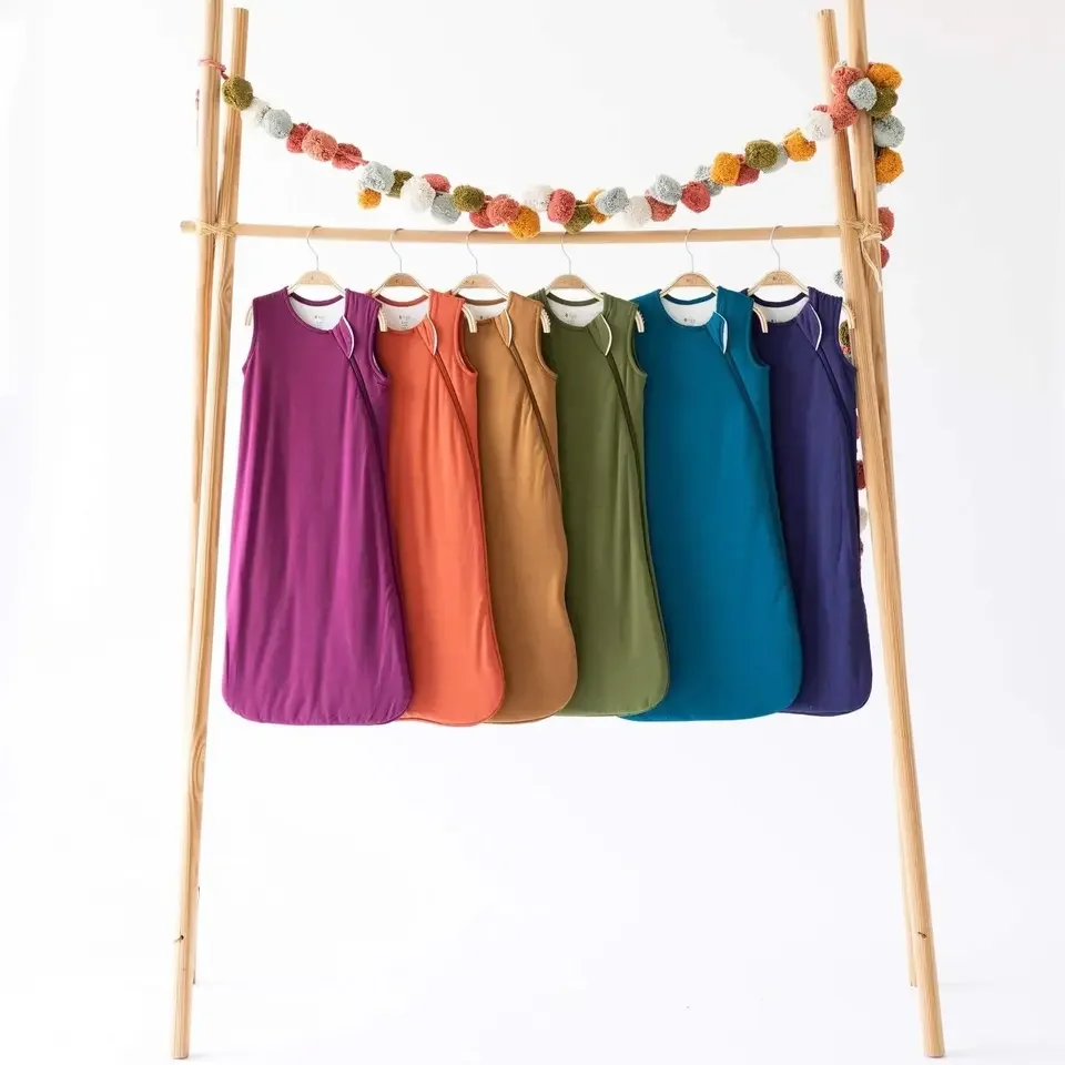 Newborn Baby Clothes Kids Sleep Sack Natural Fabric Plain Solid 1.0 Tog 100% Bamboo Spandex Knitted Sleeping Bag Sleep bag Sack