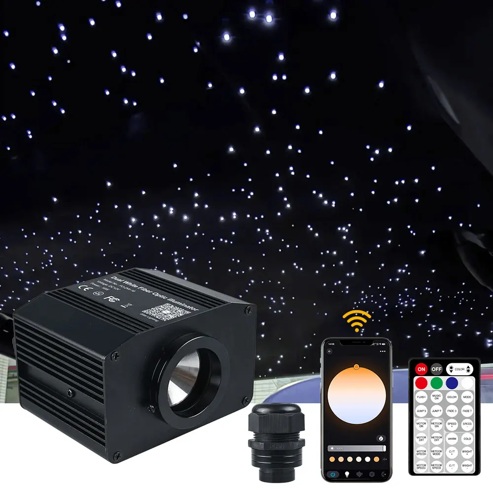 16W Dual White APP Control Fiber Optic Light Motor Light Box Engine Motor Music Sensor Mode for Car Home Star Ceiling Light