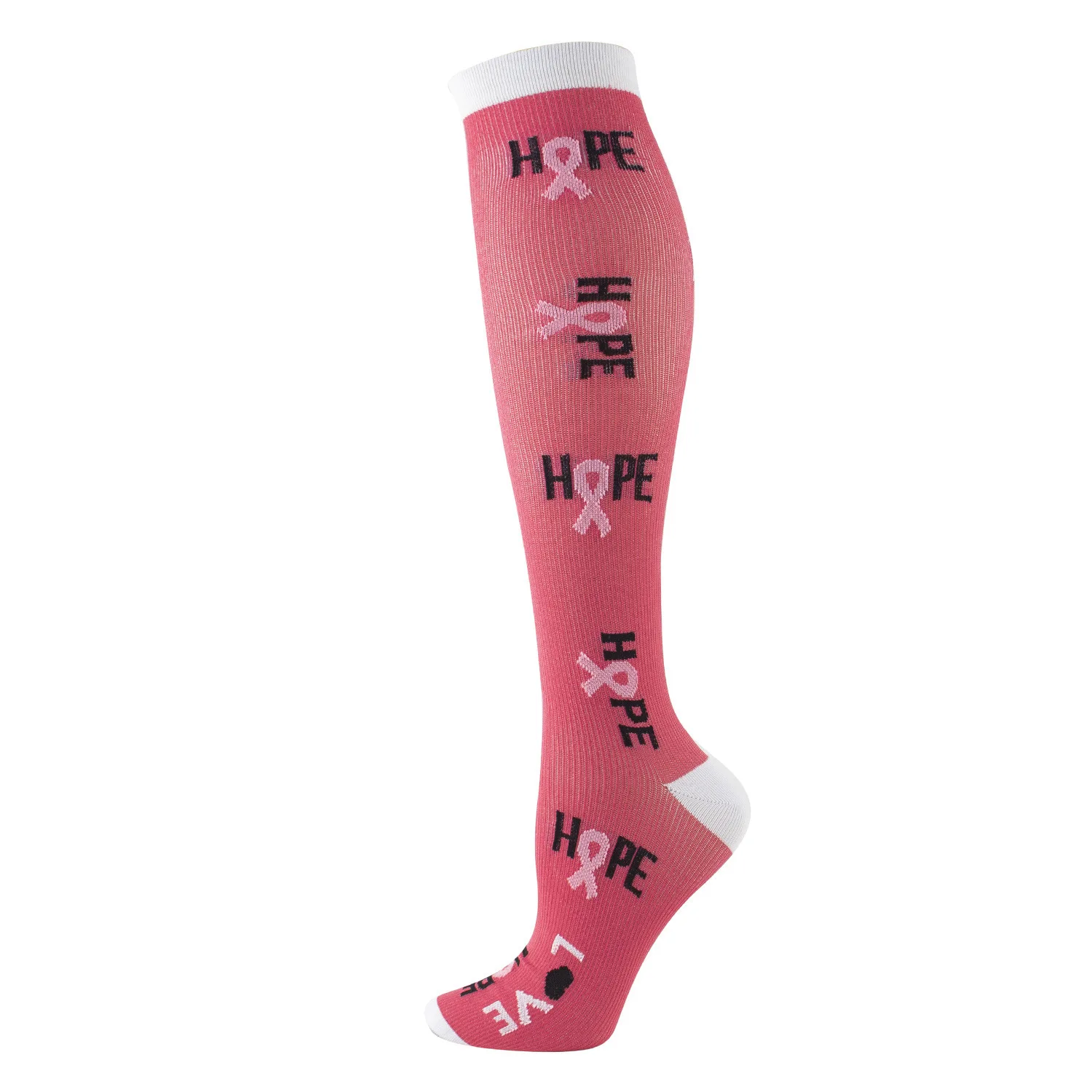 Girls Jacquard Breathable Calf Socks Design Section Pink Daily Sport Compression Socks Lovely Fashionable Sweetheart Nylon Socks