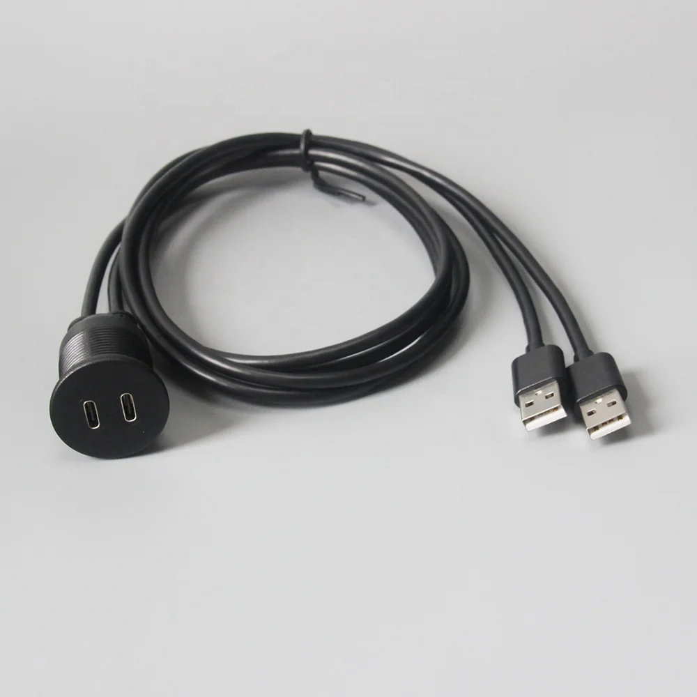 Waterproof Flush Mount Dual USB A Male to USB C Female Cable auto tuning accessories for Car Truck boat Marine modification