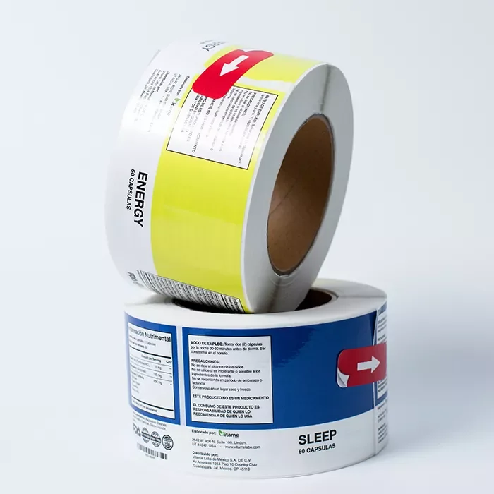 Yellow Blue Medicine Bottle Label Custom Free Logo Design  Labels Stickers Tag