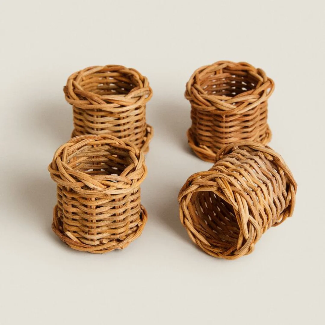 Handwoven Rattan Napkin Ring Holders for Cloth Napkins Wedding Ruffle Napkin Ring From Artex Thien Thanh