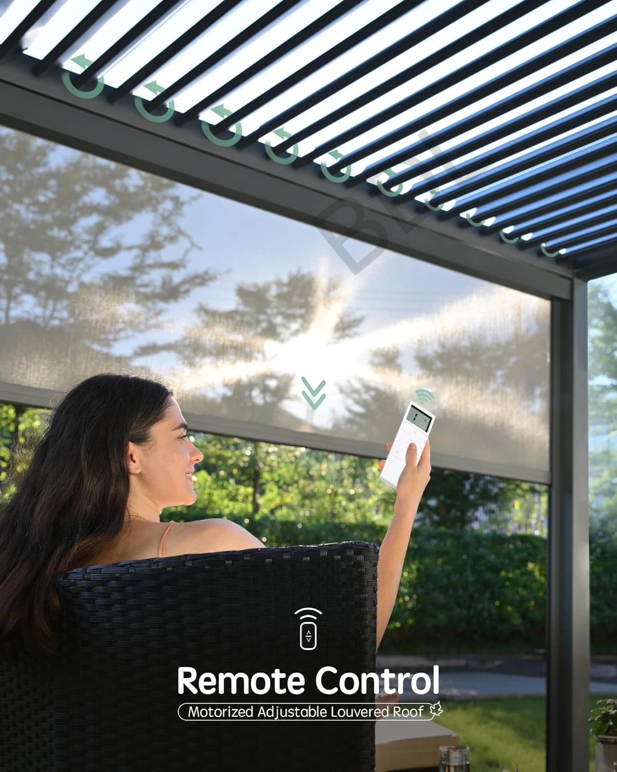 Luxury Modern Outdoor Pergola Aluminium Waterproof Louver Roof Metal Garden Gazebos with Electric Blinds and LED Lights