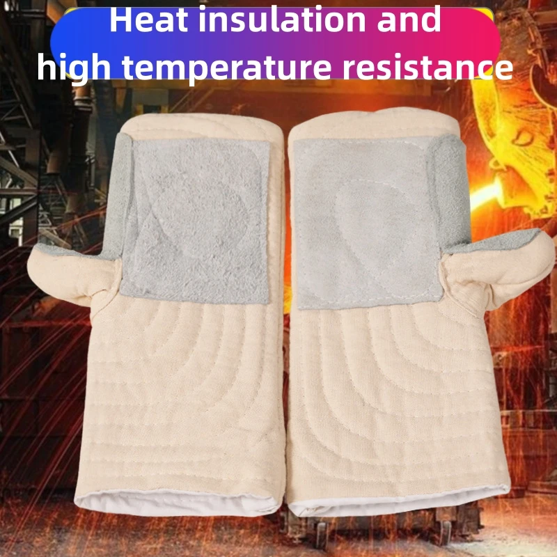 Heat resistant hand gloves Oven heat resistant thickened kitchen baking hand mat canvas industrial protective gloves