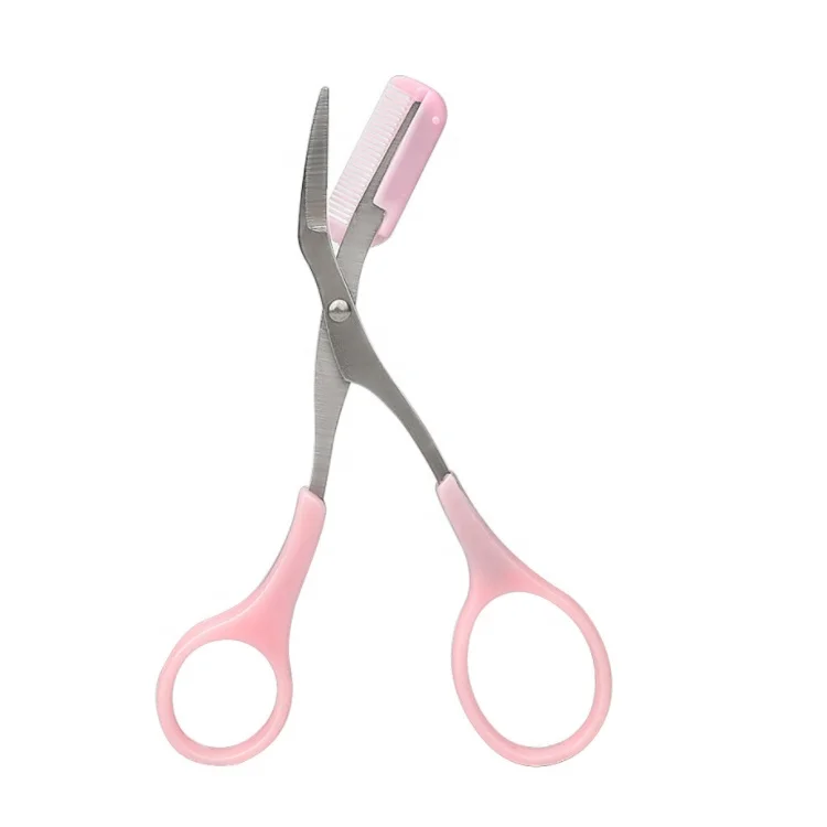 Wholesale Beauty Eyebrow Trimming Scissors Durable Stainless Steel Eyebrow Scissors with Comb