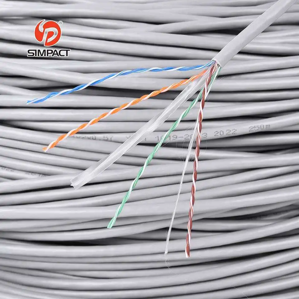 Factory Supply Pvc/Pe/Lszh/Cmp/Cmr Jacket Utp Cat 6 Network Cable Per Meter Price Pure Copper Lan Cable