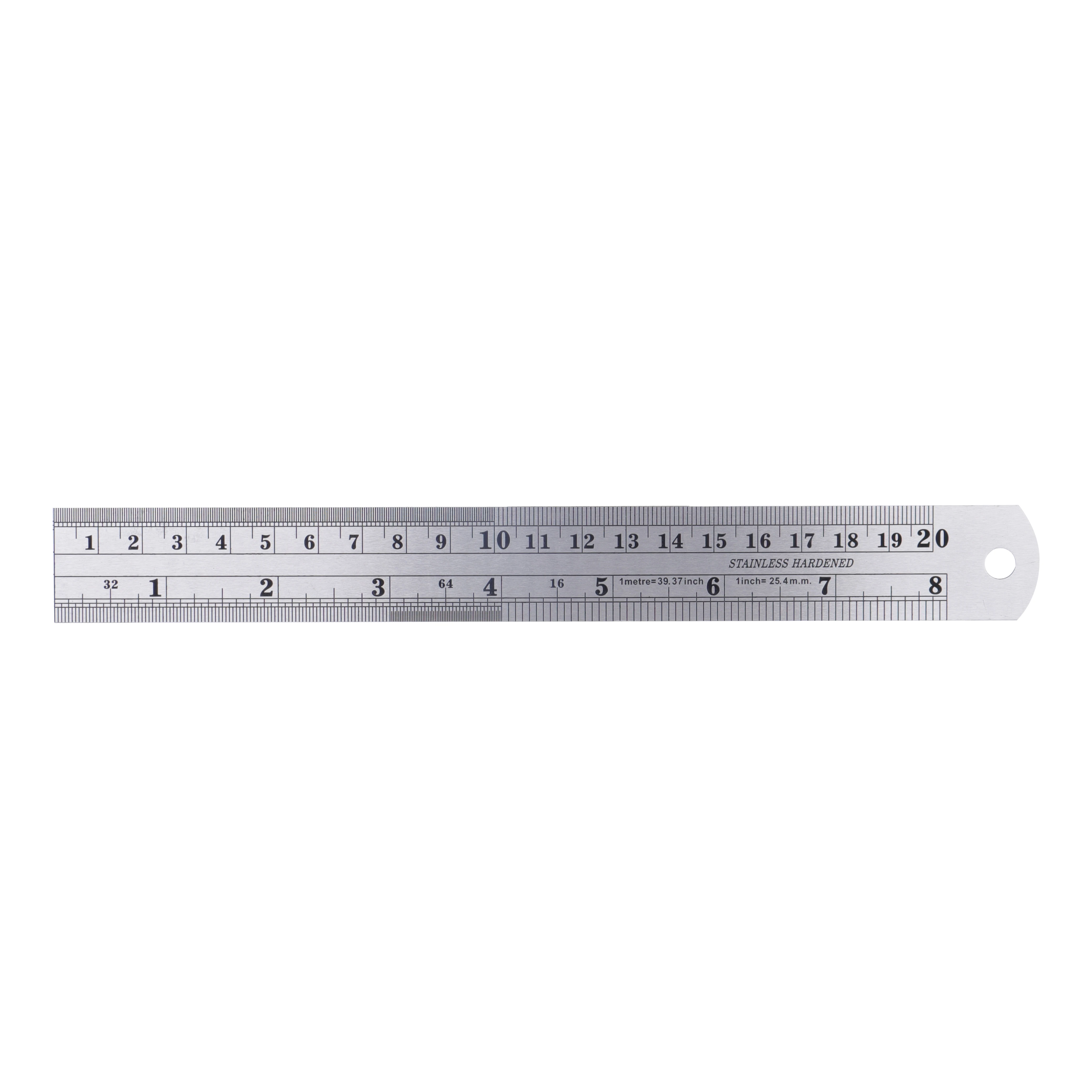 Steel Ruler and Metal Rule Straight, Silver, 8 inches, 20 cm Stainless Steel