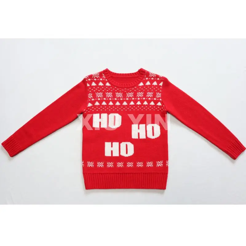 
2021 Child ugly Christmas sweater with Elf embroidery , Reindeer pullover Winter thick knit cardigan Christmas Kids gift 