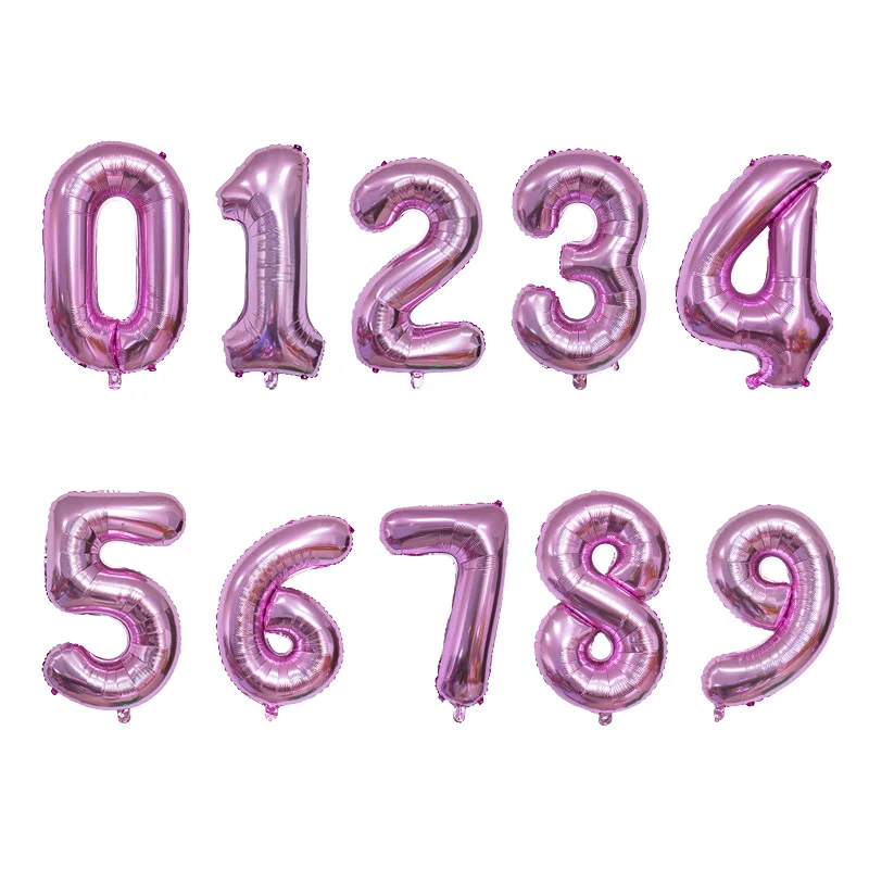 32 дюйма шара с цифрой золото/серебро/синий/розовый/красный/черный/розовое золото/градиентный цветной фольги Гелиевый шар в виде цифры для вечеринок
