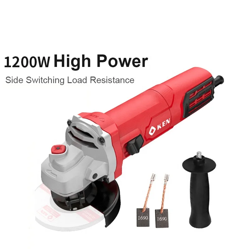 Ken Hot Sale China Manufacturer Cordless Black Electric Angle Grinder Tool 100 mm 1200w Angle Grinder