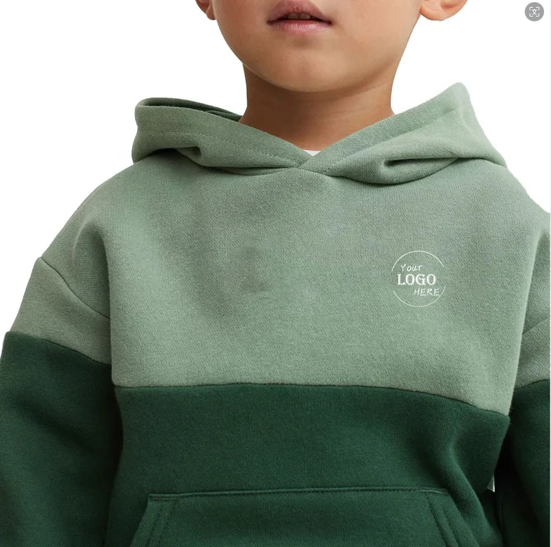 Customize Wholesale Panel Pullover Boys High Quality Cotton Hoodie Popular Kid Two Tone Hoodies