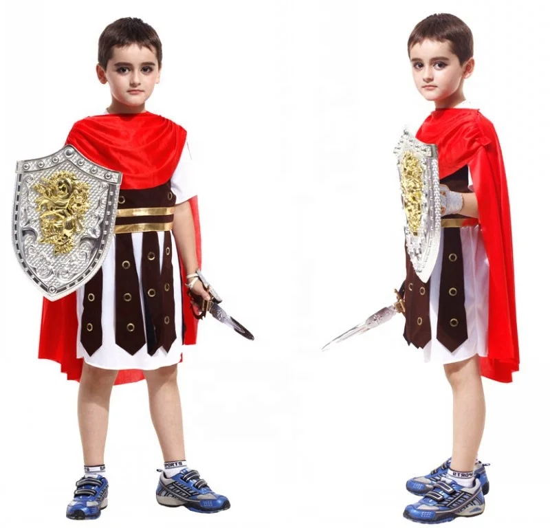 Boys Roman Warrior Costume Child Gladiator Centurion Fancy Dress