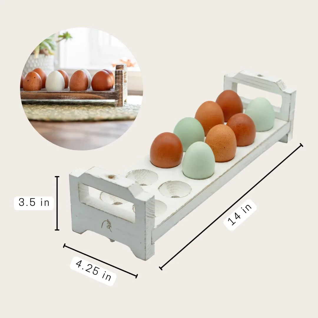 Fresh Egg Rack Table Storage - Stackable Wooden Egg Rack, Suitable for Egg Rack, Suitable for Fresh Eggs with Ergonomic Handle -