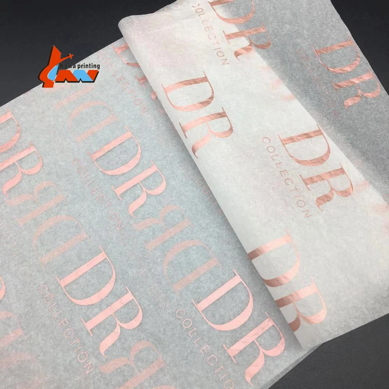 Rose gold custom logo printed design paper silk branded tissue gift wrapping paper for packaging