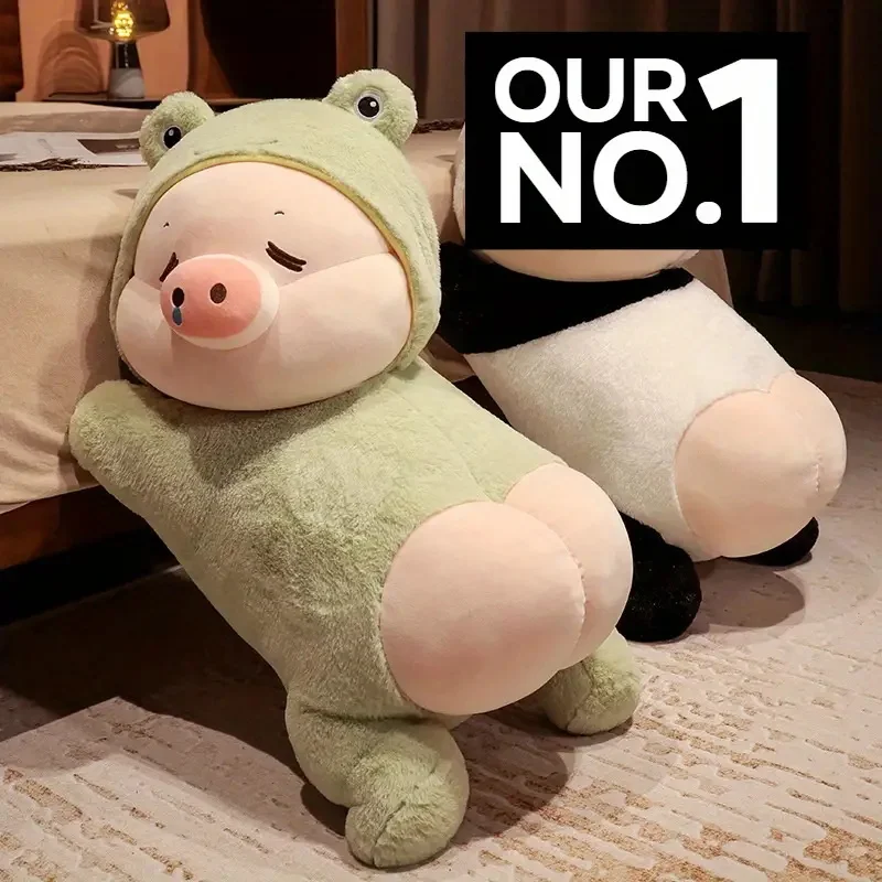 Kawaii Unisex Plush Pig Doll Cute Soft Stuffed Animal Bear with PP Cotton Filling Gift for Fun Transform into Panda Frog Kids