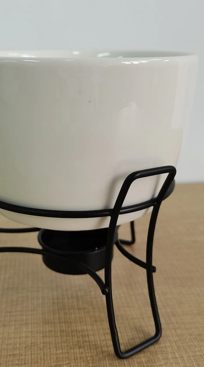 home party supply farmhouse  kitchen ceramic melting pot candle tealight fondue set mini fondue with metal stand