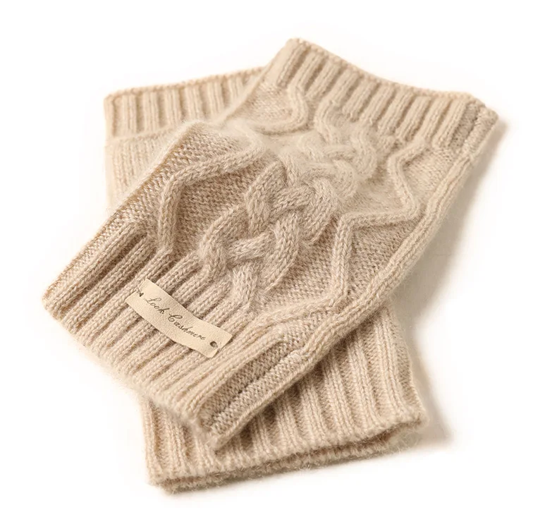 Luxury 100% Pure Cashmere Fingerless Gloves Mittens for Women for Outdoor Scenes