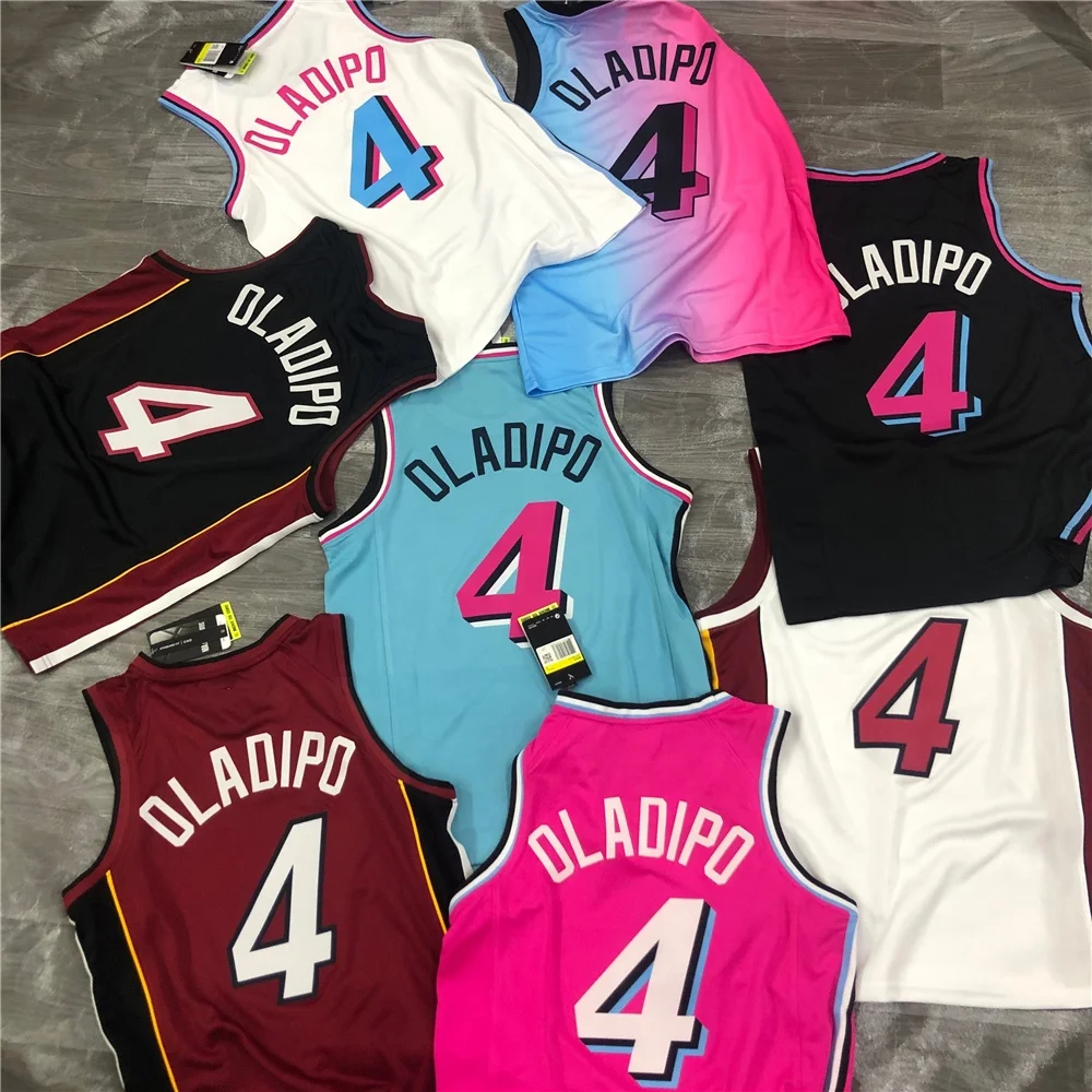 High Quality  Miami Basketball Jersey Heat Press Custom Name Wade  Herro Adebayo Jimmy Butler Basketball Wear Sports Jersey
