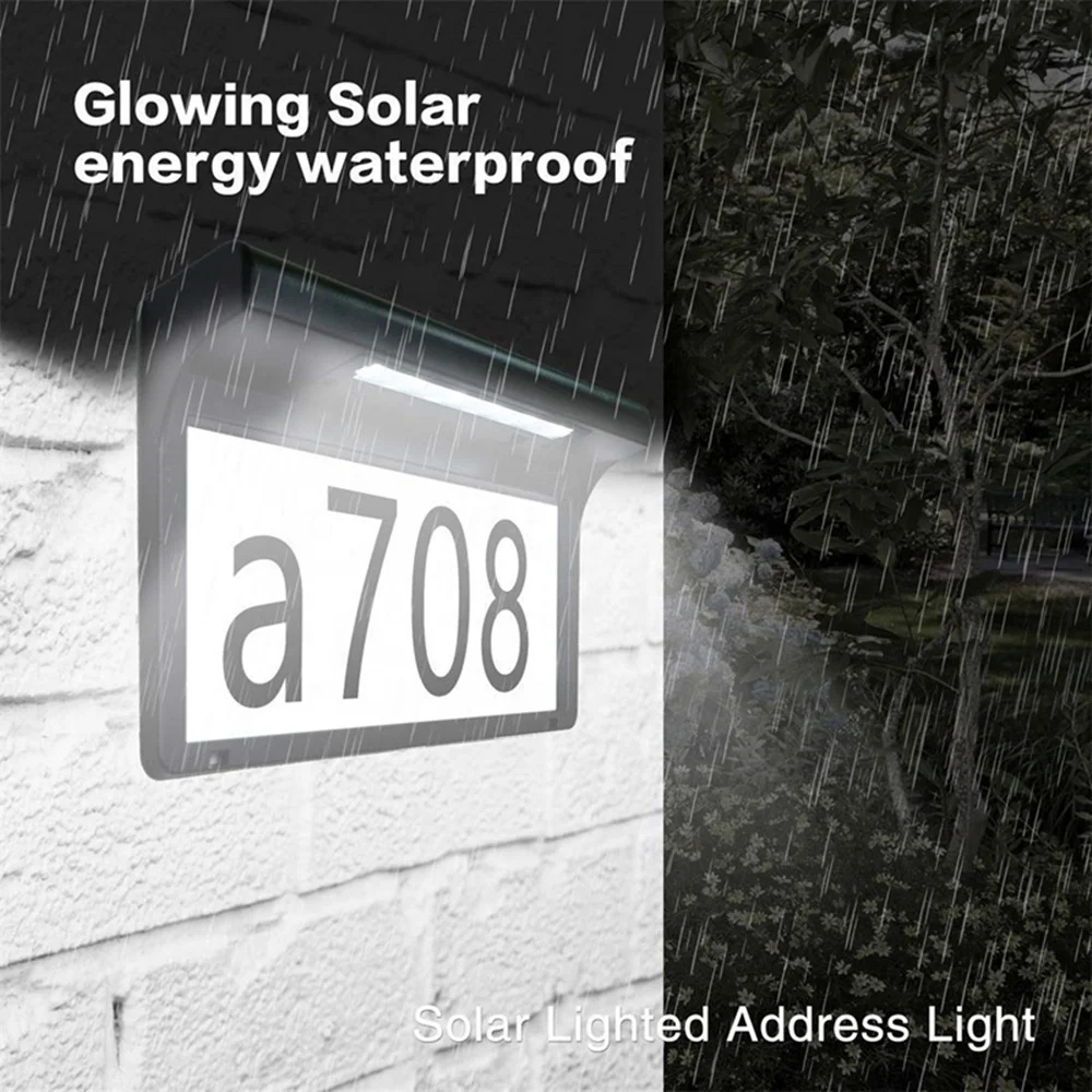 Solar Light LED Address Sign Wall Light Waterproof Outdoor Garden Home Hotel Door Plate Wall Lamp House Number Light