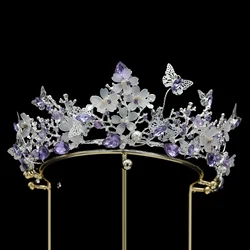 Bridal Crystal Butterfly Crown Headdress Baroque Alloy Rhinestone Crowns And Tiaras