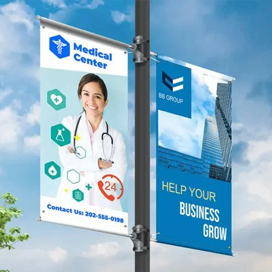 Double side Pole street banner,Street Pole Banner Brackets Hardware,Aluminum street light pole