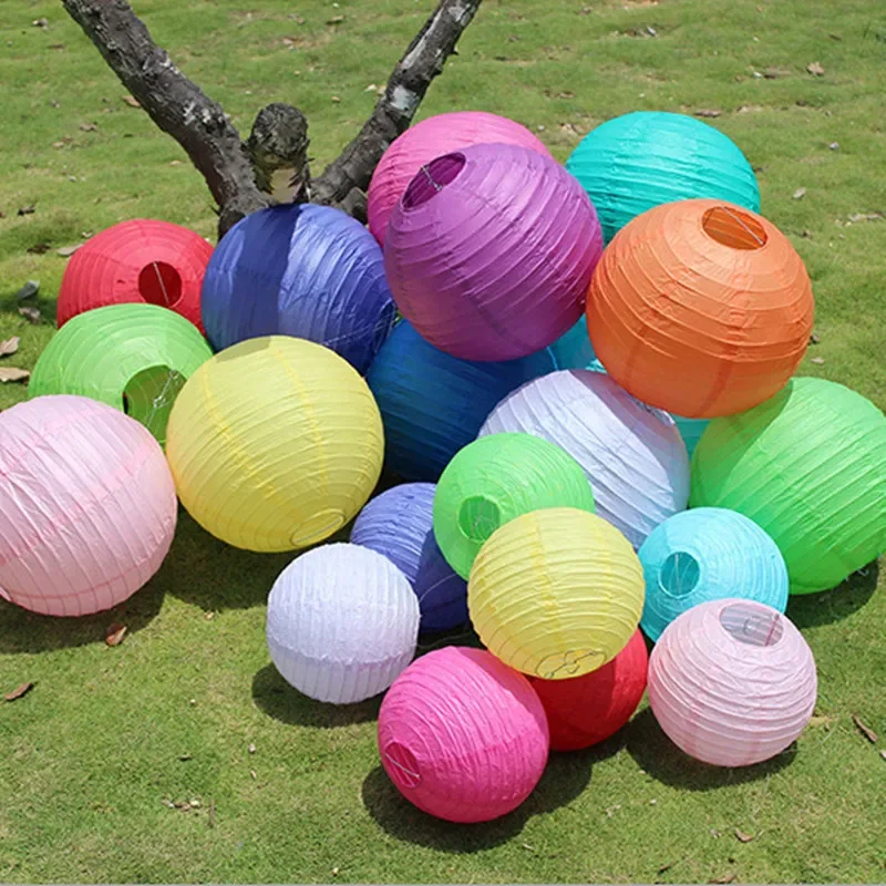 Colorful Party Festival Hanging Background Decoration Tissue Round Paper Lanterns Cheap Chinese Paper Lanterns