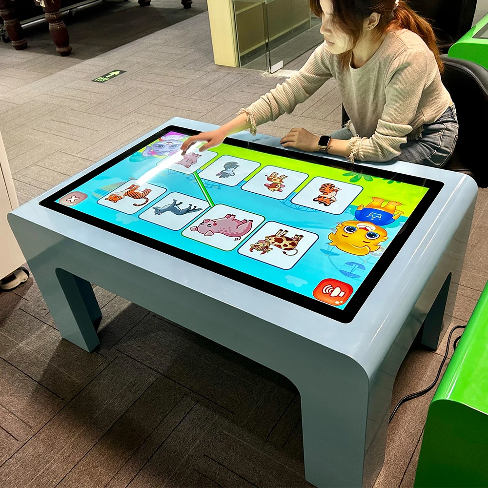 Zkmei Android Windows waterproof Smart touch table interactive games table with screen kiosk for kdis education in School