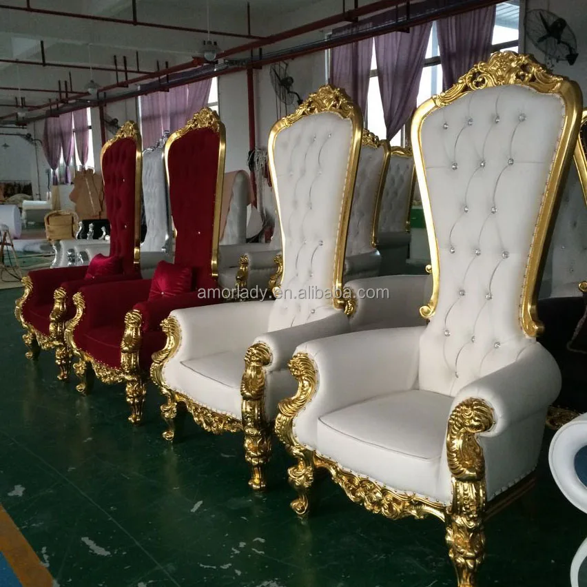  Red and gold cheap wedding king Queen throne