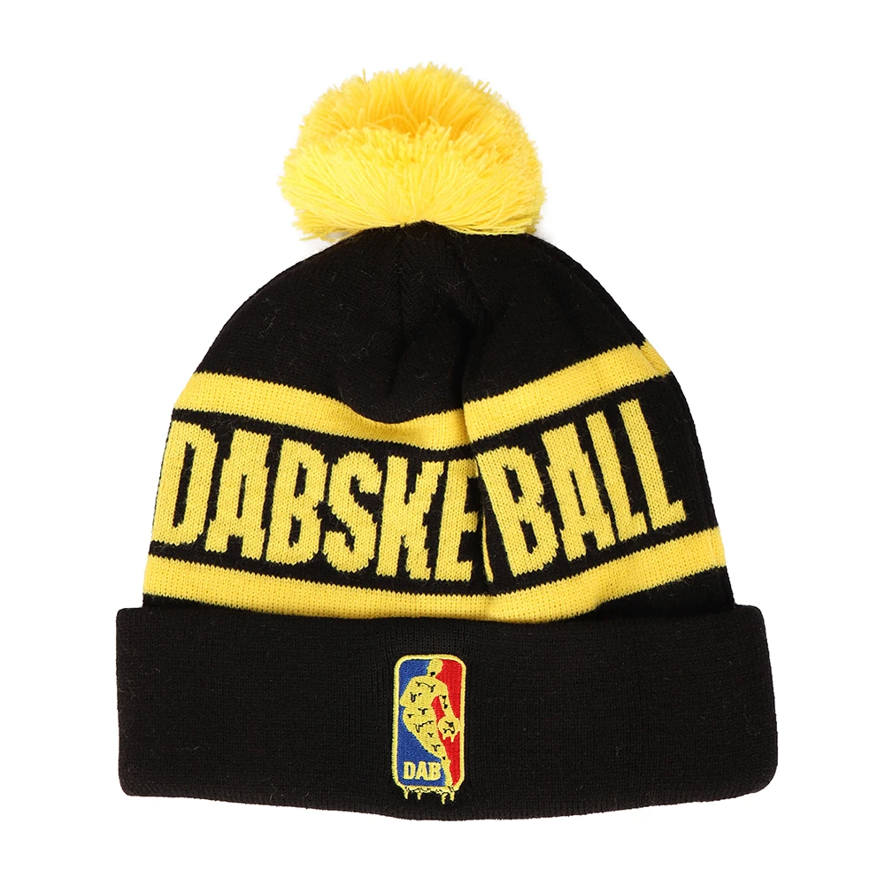 custom embroidery logo men pompom knitted thin cheap striped bamboo skully two tone beanie hats