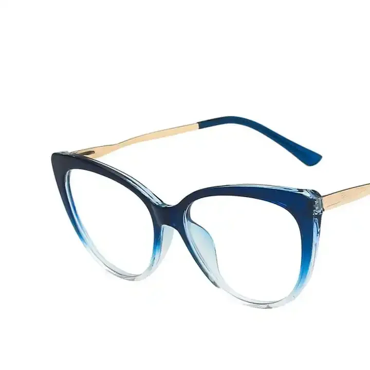 New Year Resin Lens TR90 Frame Glasses Cat Eye Optical Frame Flat Glasses Anti-blue Light