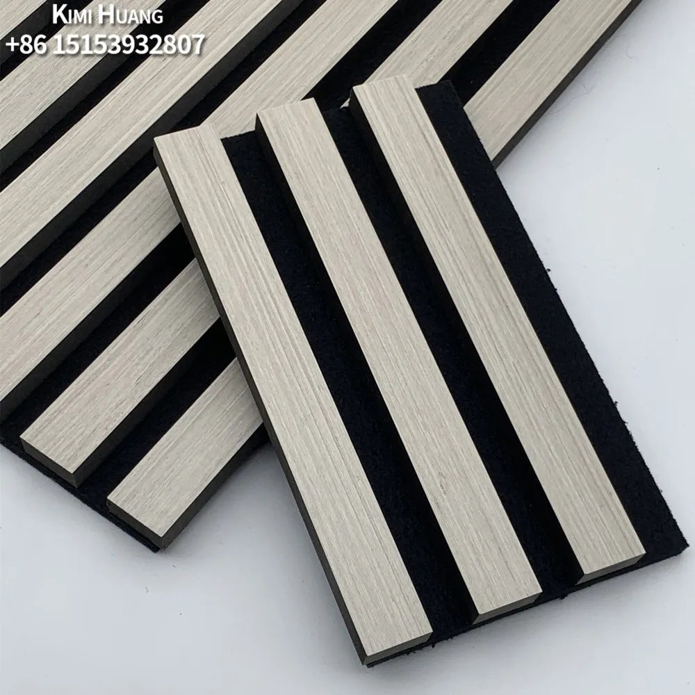 Custom wooden slat wall panel Acoustic MDF walls slatted cladding Interior TV back wall panels interior