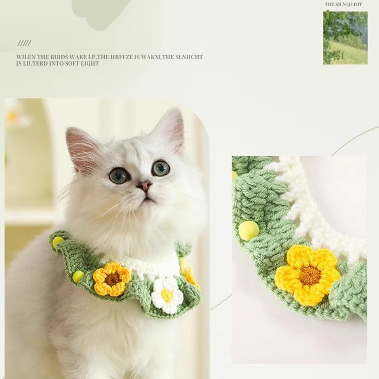 Crochet Lovely Fashion Fancy Knitting Yarn Pet Decorations Cat Dog Scarf Necklace