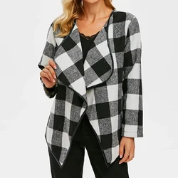 2021 fashion casual checked draped tweed women jackets clothing oversized cotton women coats