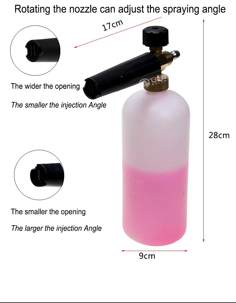 Lingzhen High Quality 1L  snow foam Detail Bottle Electric Commercial Foam Cannon for Pressure Washer Clear Car