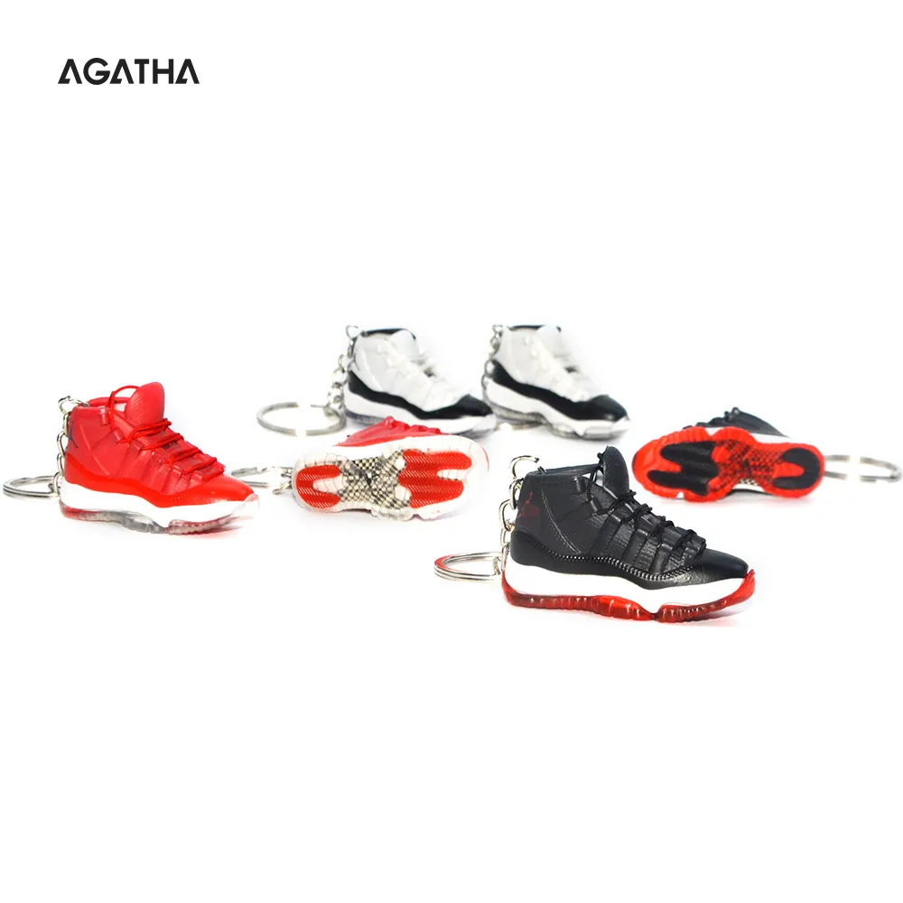 Fashion basketball red bulk designer AJ 11 3d  printed mini sneaker aj jordan shoe keychain