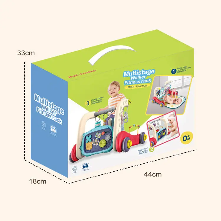 KSF 3 in 1 Infants Baby Walker Activity Center Kick Piano Keyboard Baby Play Gym Mat Sit-to-Stand Learning Walker Children Toys