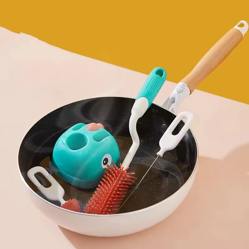 3 in 1 Glass Cup Washed Water Bottle Cleaning Silicone Baby Feeding Bottle Brush Set