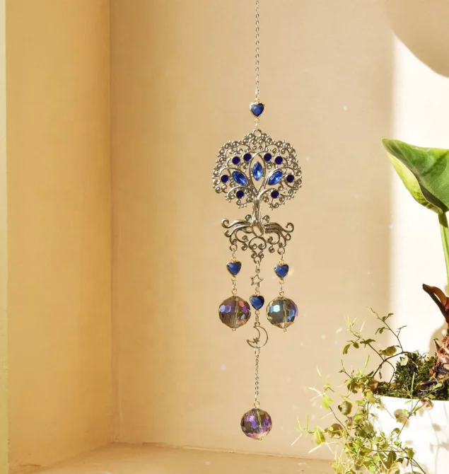 Blue Tree of Life Natural Crystal Window Decoration Home Decorations Garden Crafts Wall Decor Sun Catcher