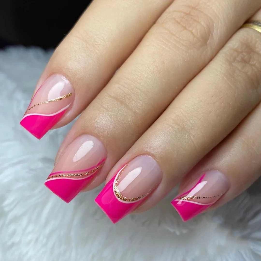 Wholesale Acrylic Press On Nails Frosted Black French White Moon Gold Star False Nails For Manicure