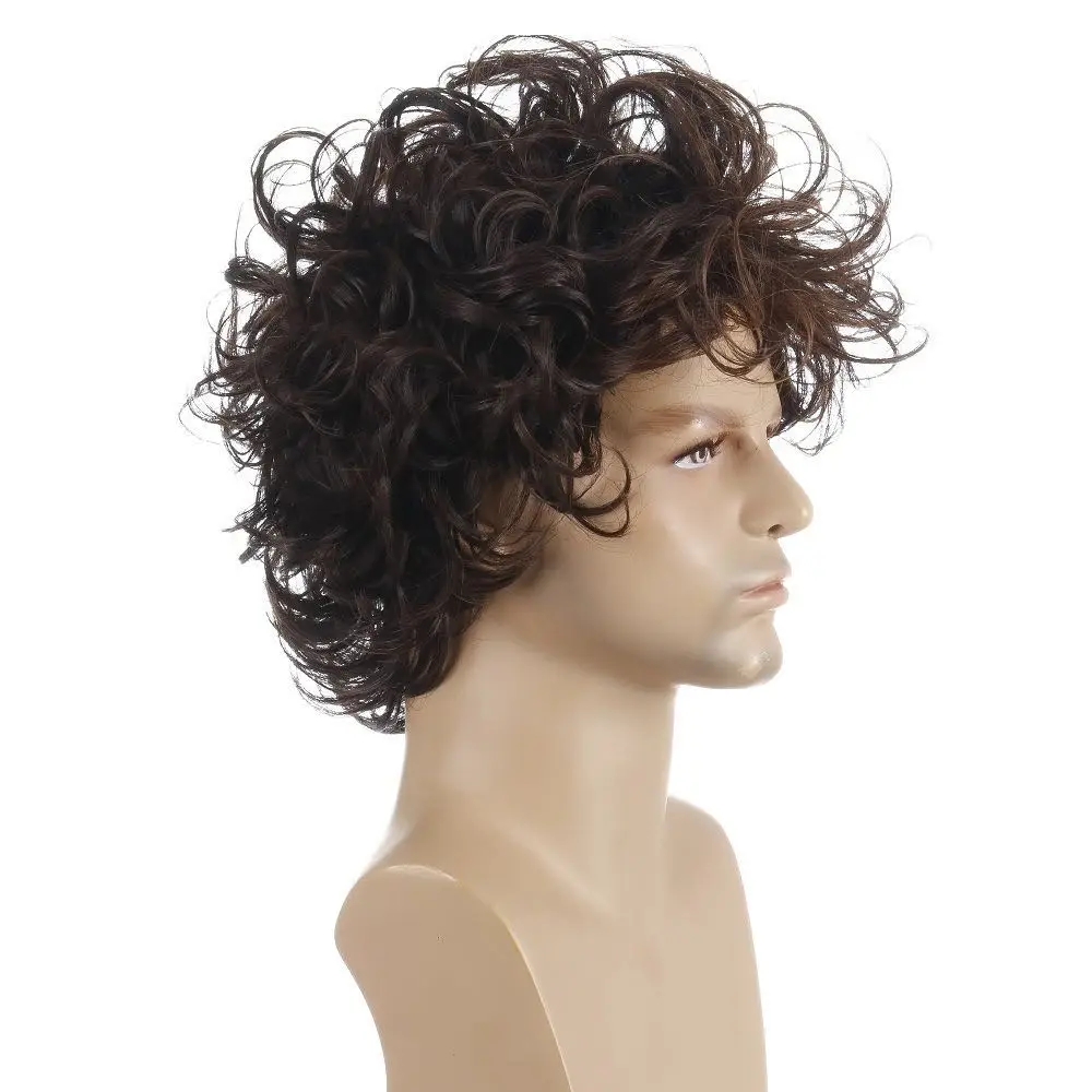 Men new curly wigs high temperature fiber
