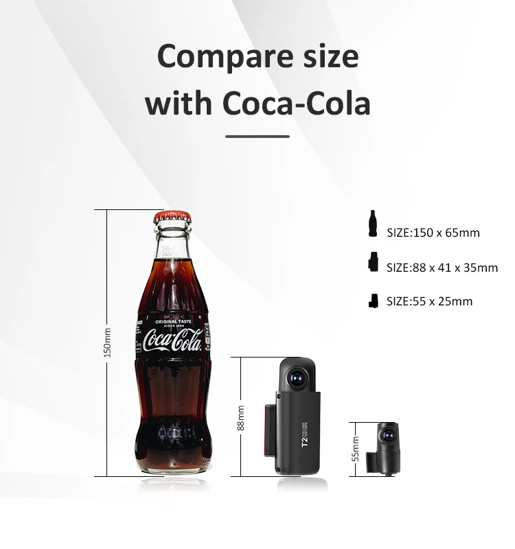 Hot Original Factory T2 Universal Car Cam QHD 2K/1080P DashCam WiFi built-in Super Capacitor 150 Degree Wide Angle