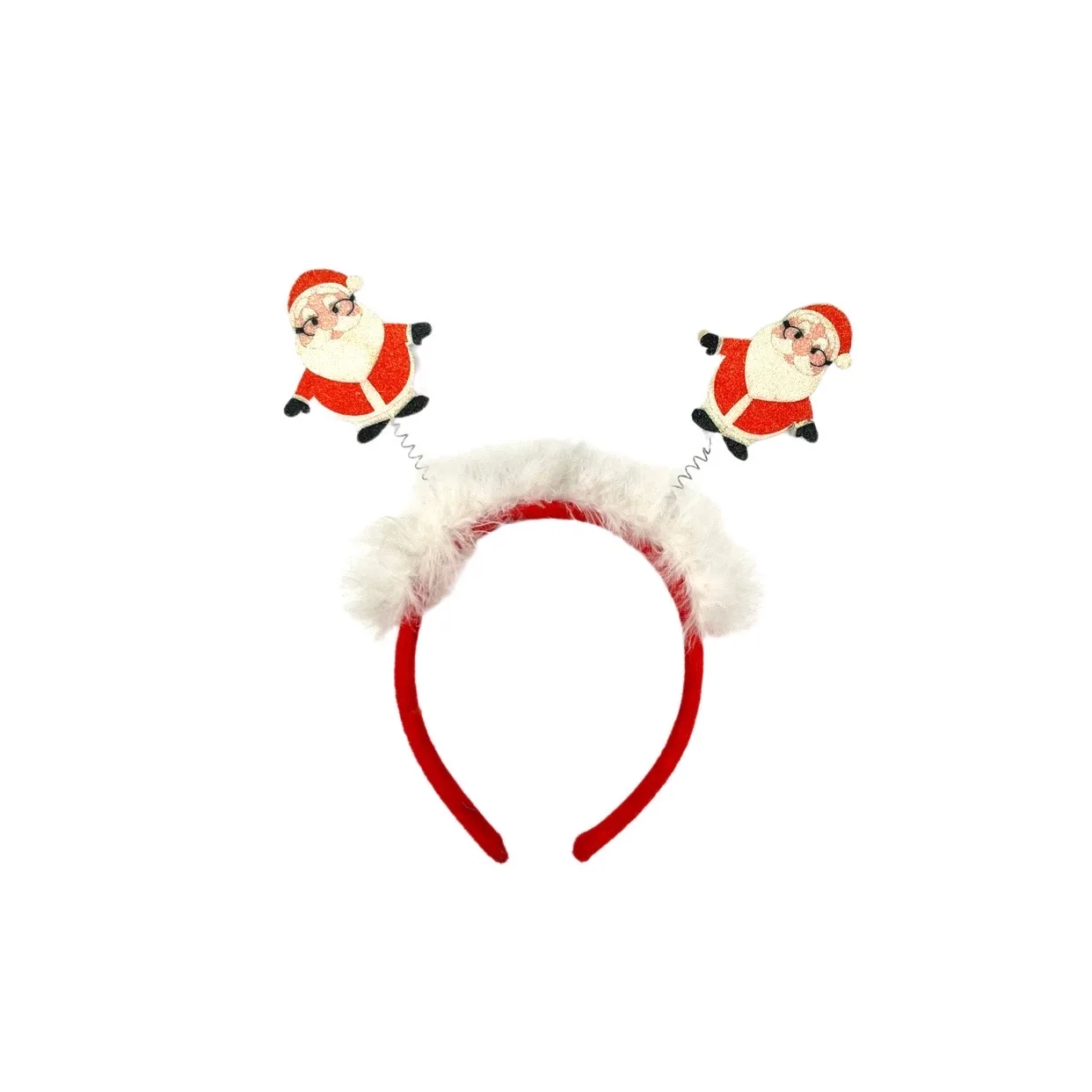 Factory Custom Santa Claus Spring Shaking Father Christmas Glitters Snowman Elk Feather Xmas Marabou Headband
