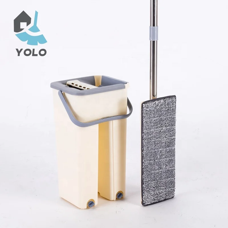 Высококачественная самовысыхающая плоская Швабра из микрофибры с мини-ведром и 2 тряпками прочная