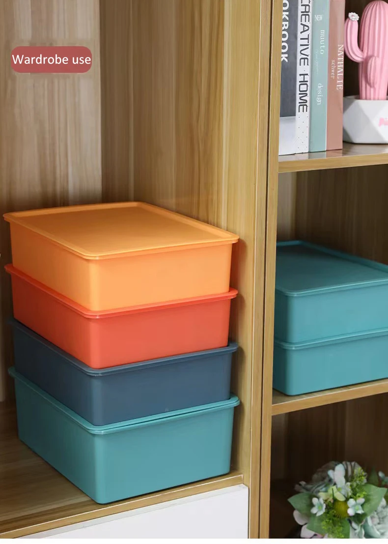 Multi-Purpose Bathroom Organizer Shampoo Bedroom Underwear Clothes Plastic Storage Box Bins With Lid